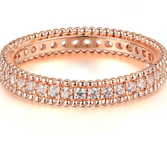 FlorasFantasies Jewelry - Iris Wedding Band 18K Rose Gold AAA CZ Eternity